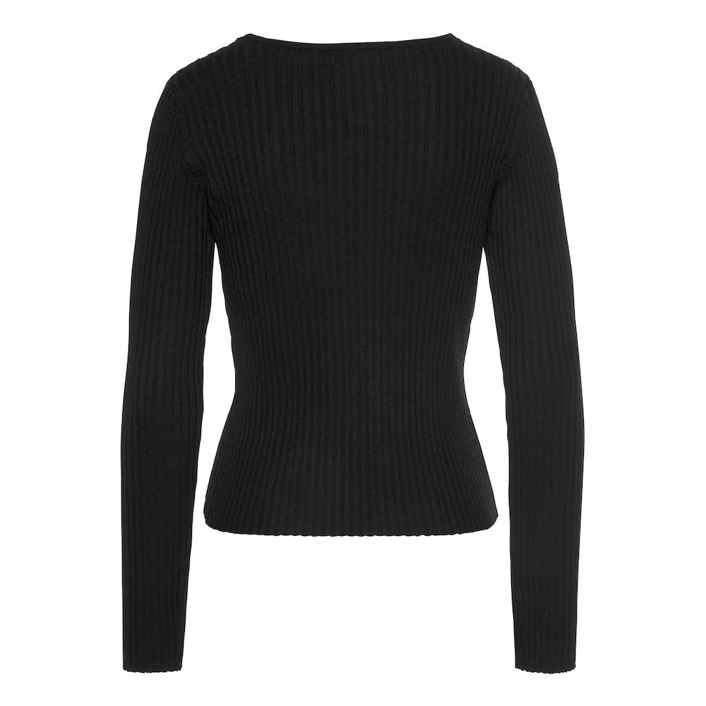 LASCANA V-Ausschnitt-Pullover Mit Zierperlen Figurbetonter Strickpullover Elastisch