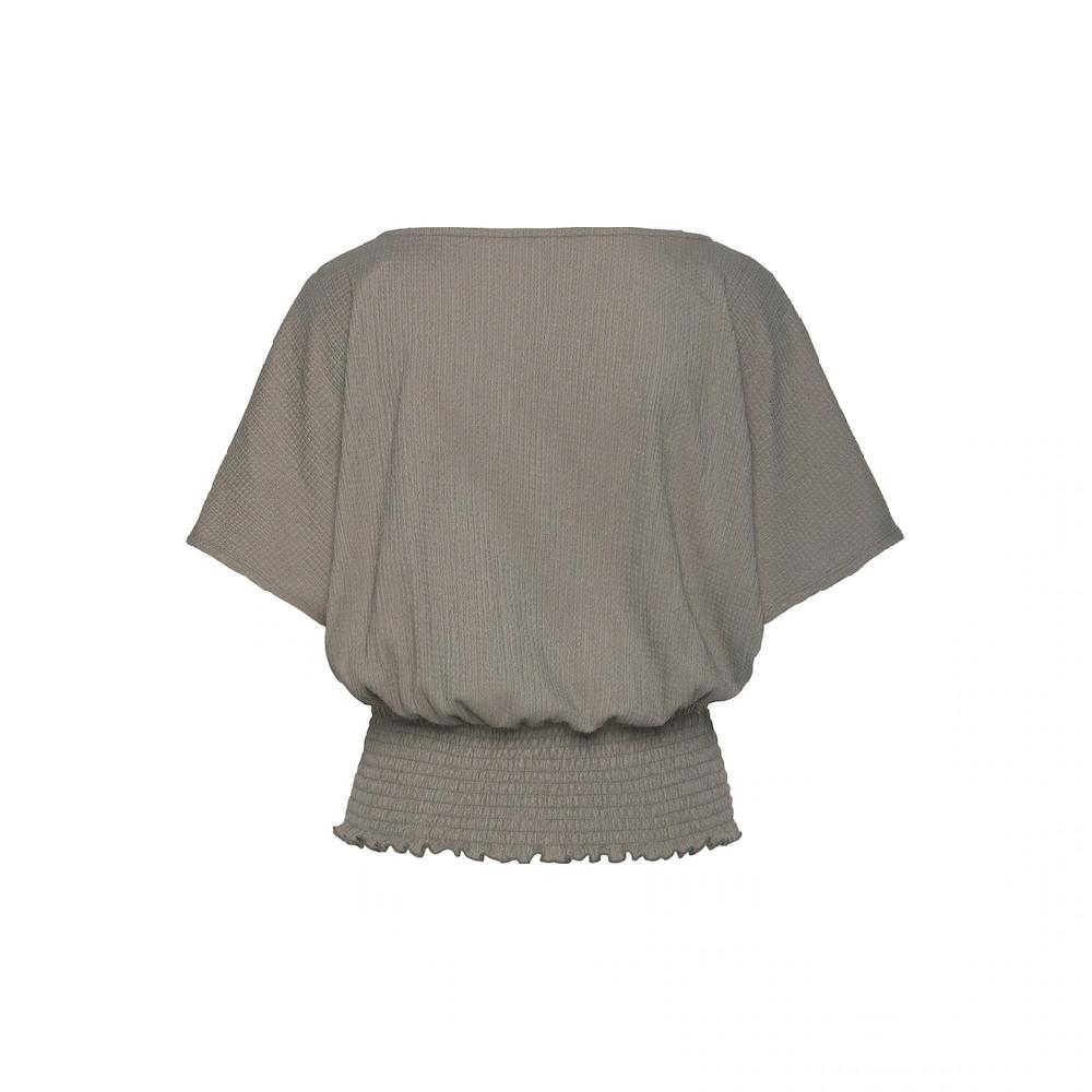 LASCANA V-Shirt Mit Breitem Smoksaum Und Kopfleiste Blusenshirt Sommerlich