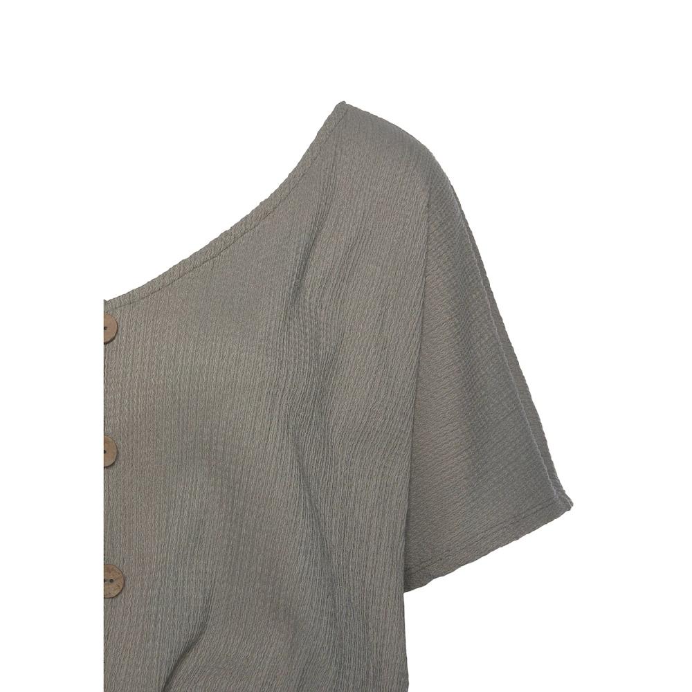 LASCANA V-Shirt Mit Breitem Smoksaum Und Kopfleiste Blusenshirt Sommerlich