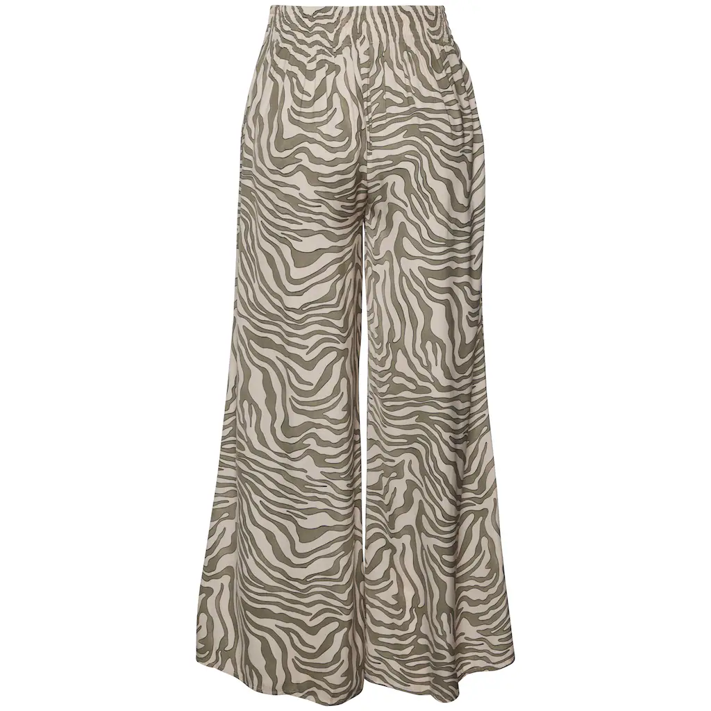 LASCANA Webhose Aus Satin Mit Animaldruck Luftige Stoffhose Mit Taschen Strandhose