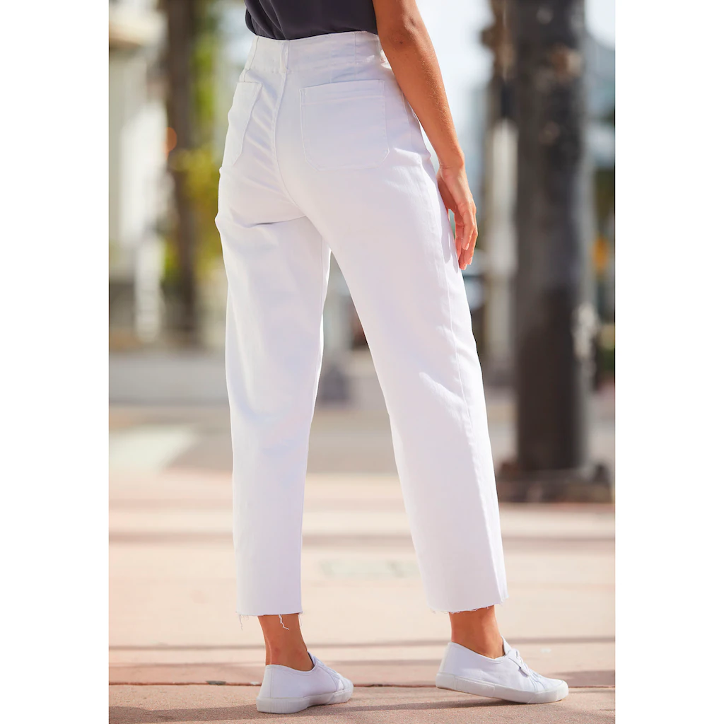 LASCANA Weite Jeans Mit Aufgesetzten Taschen Culotte-Jeans Mit Stretchanteil