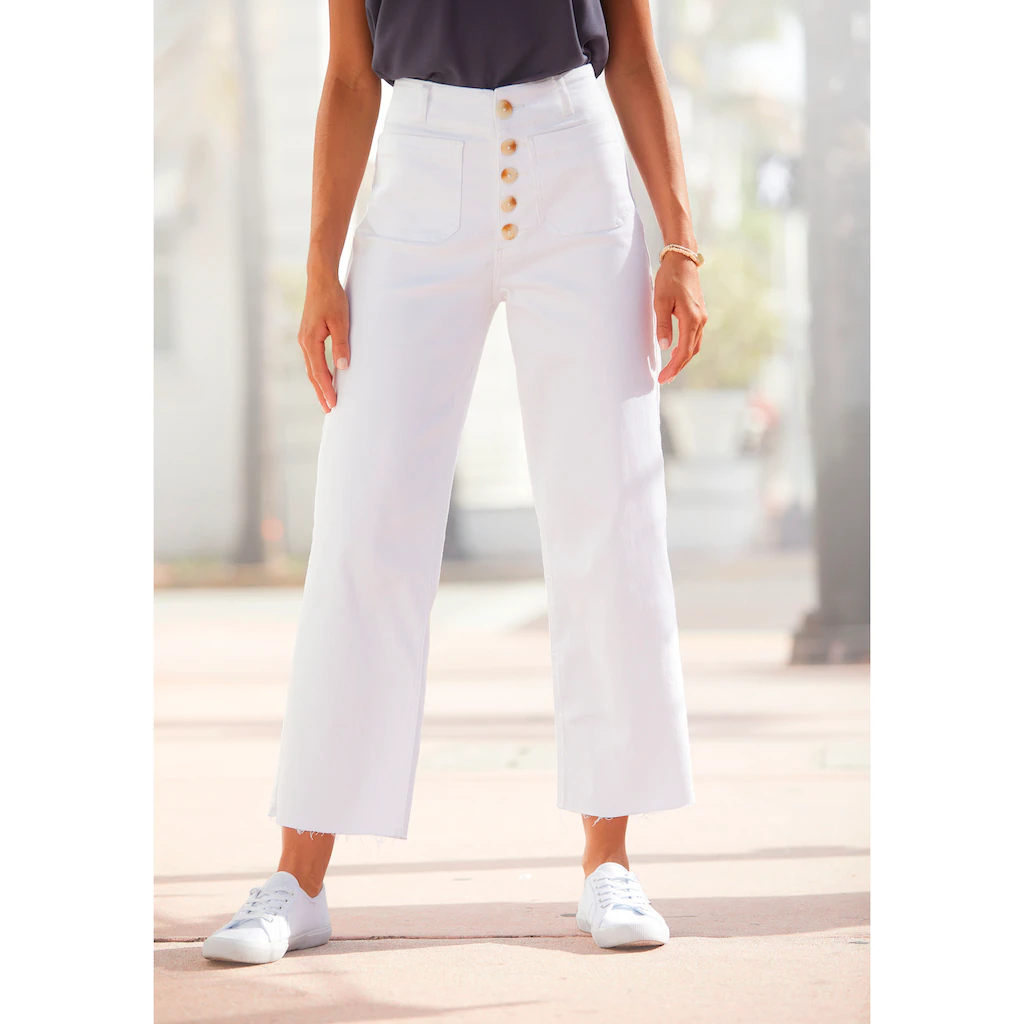 LASCANA Weite Jeans mit aufgesetzten Taschen Culotte-Jeans mit Stretchanteil