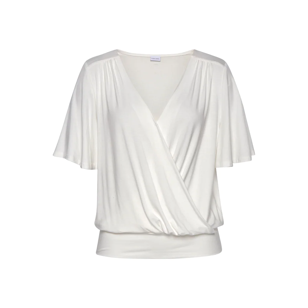 LASCANA Wickelshirt Mit Druckknopf Vorne Kurzarmshirt Elegant Business-Look