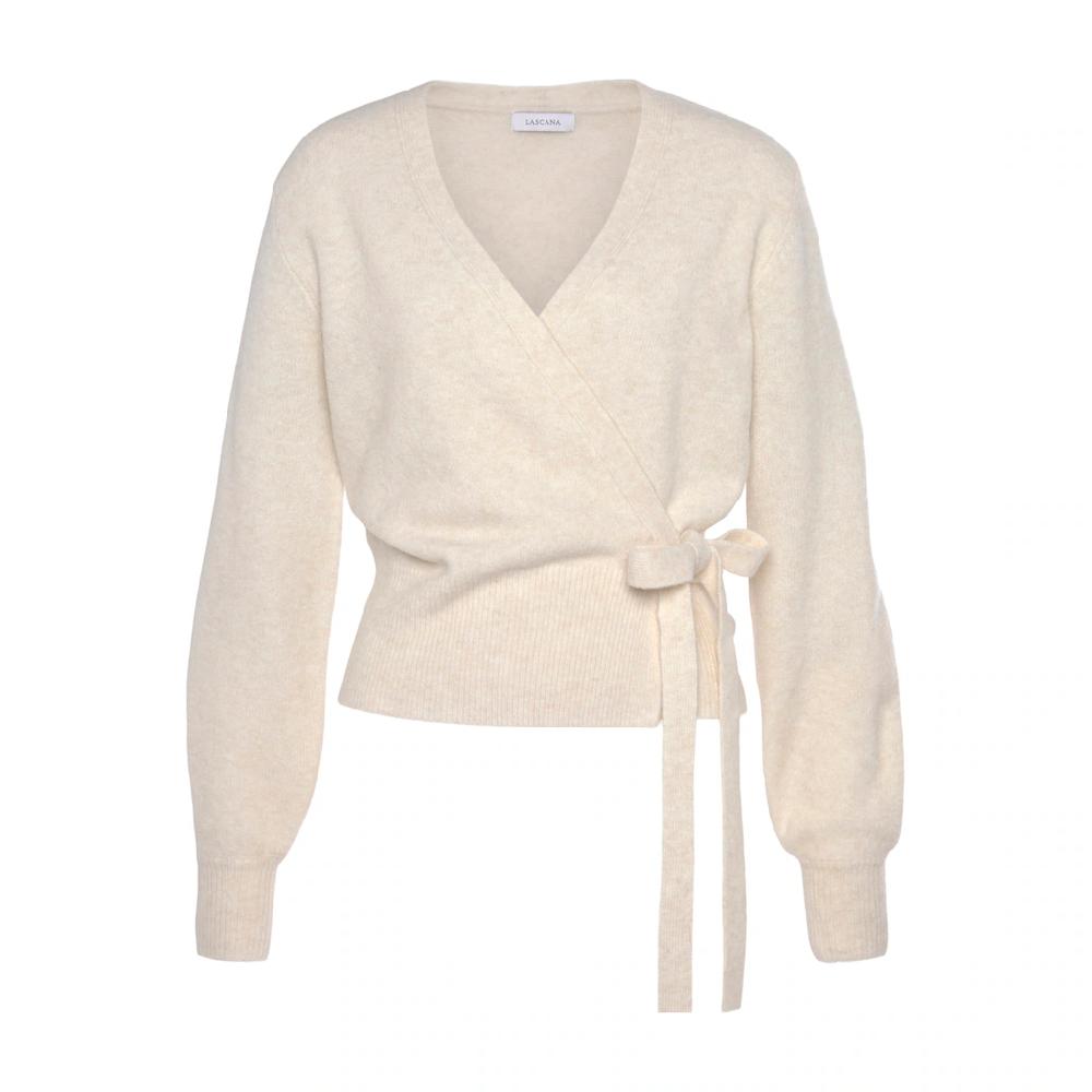 LASCANA Wickelstrickjacke Mit Breitem Rippbündchen Loungewear