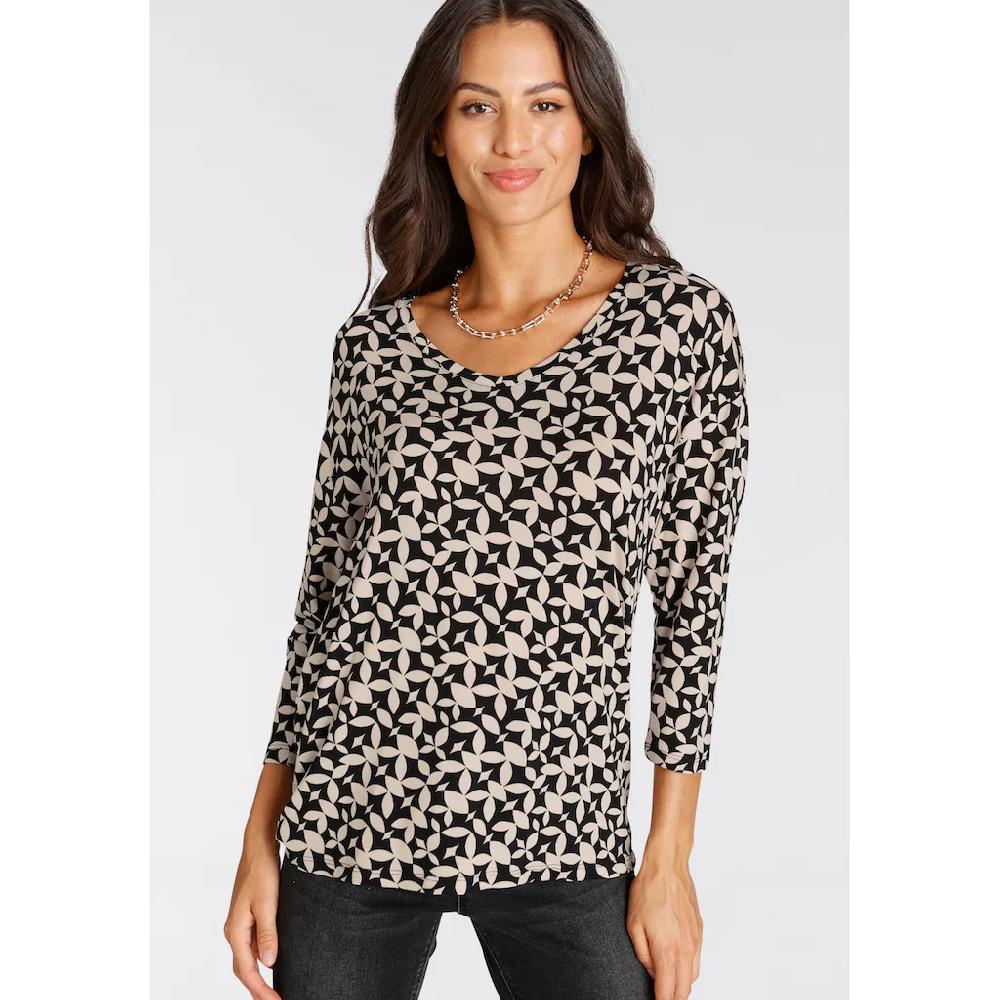 Laura Scott 3/4-Arm-Shirt Lässig Geschnitten Bedruckt V-Ausschnitt