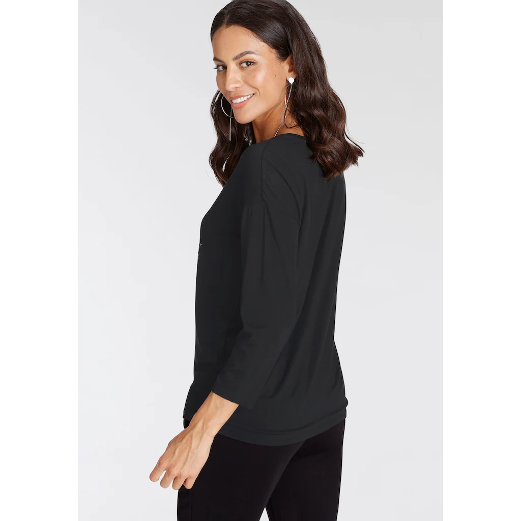 Laura Scott 3/4-Arm-Shirt Lässige Passform Rundhalsausschnitt Elastisches Material