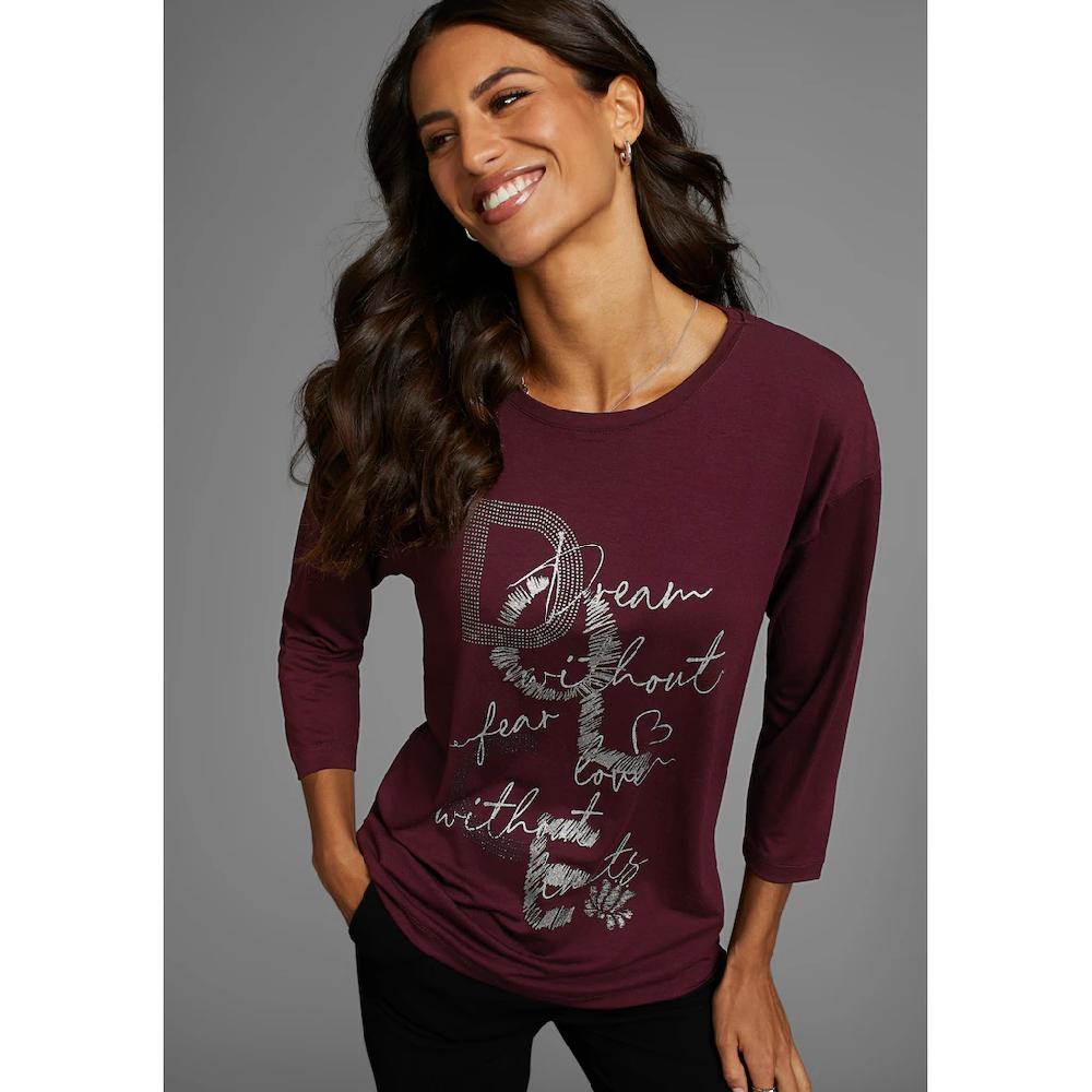 Laura Scott 3/4-Arm-Shirt mit Glitzerpint