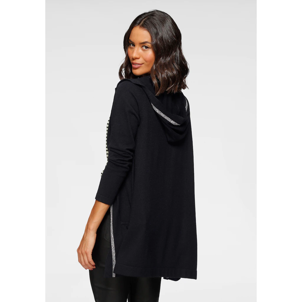 Laura Scott Cardigan Mit Kapuze Und Schmuckband An Der Vorderen Kante