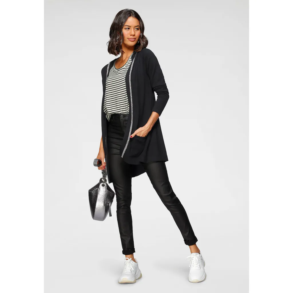 Laura Scott Cardigan Mit Kapuze Und Schmuckband An Der Vorderen Kante