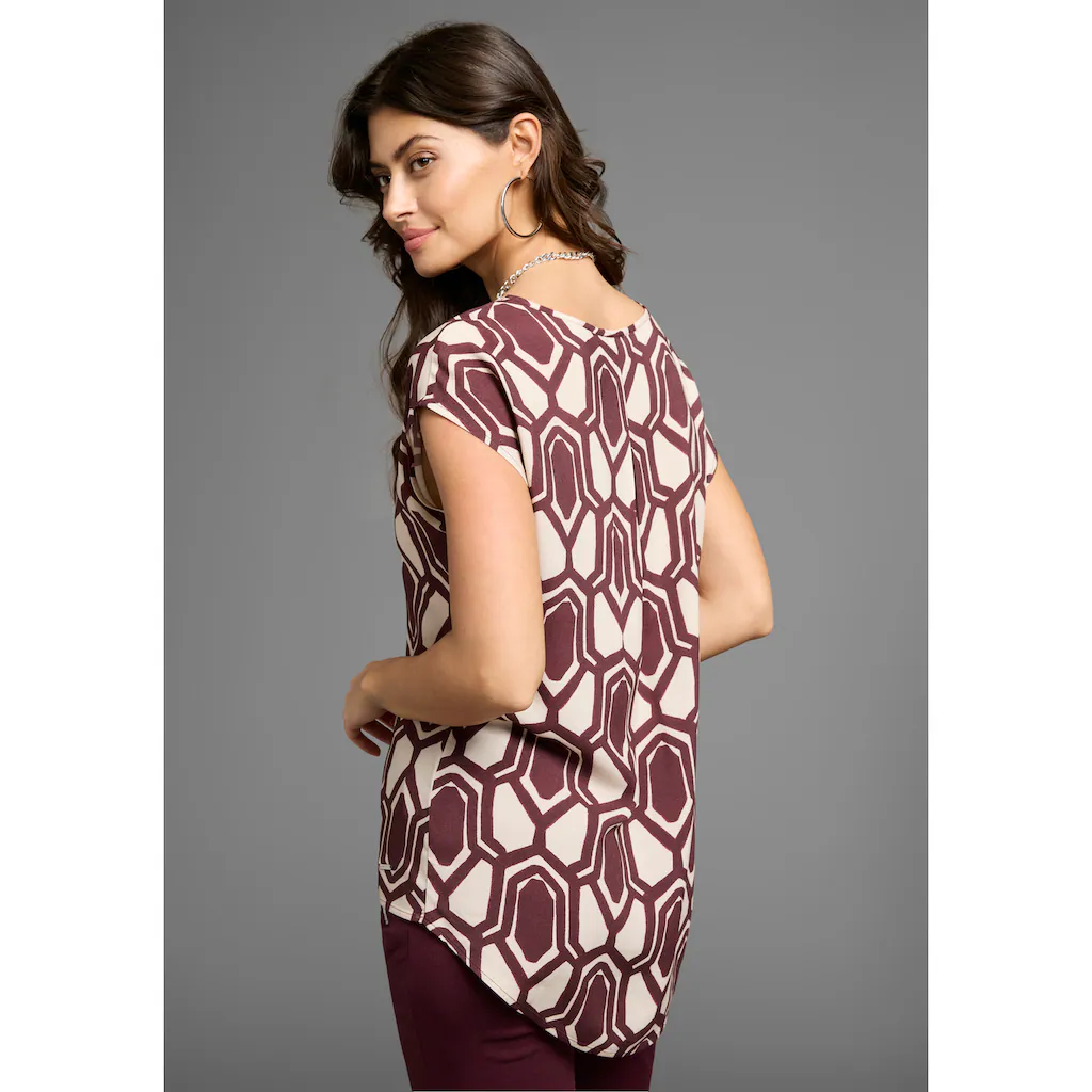 Laura Scott Druckbluse Mit Asymetrischem Saum