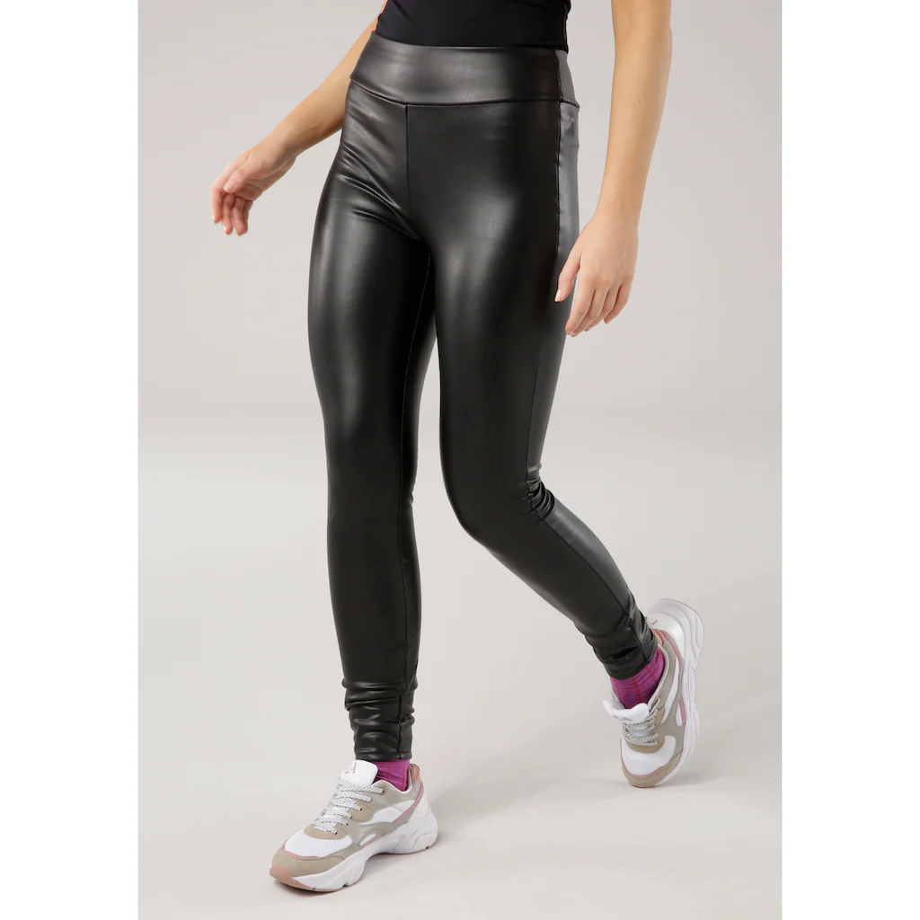 Laura Scott Leggings aus elastischem Lederimitat