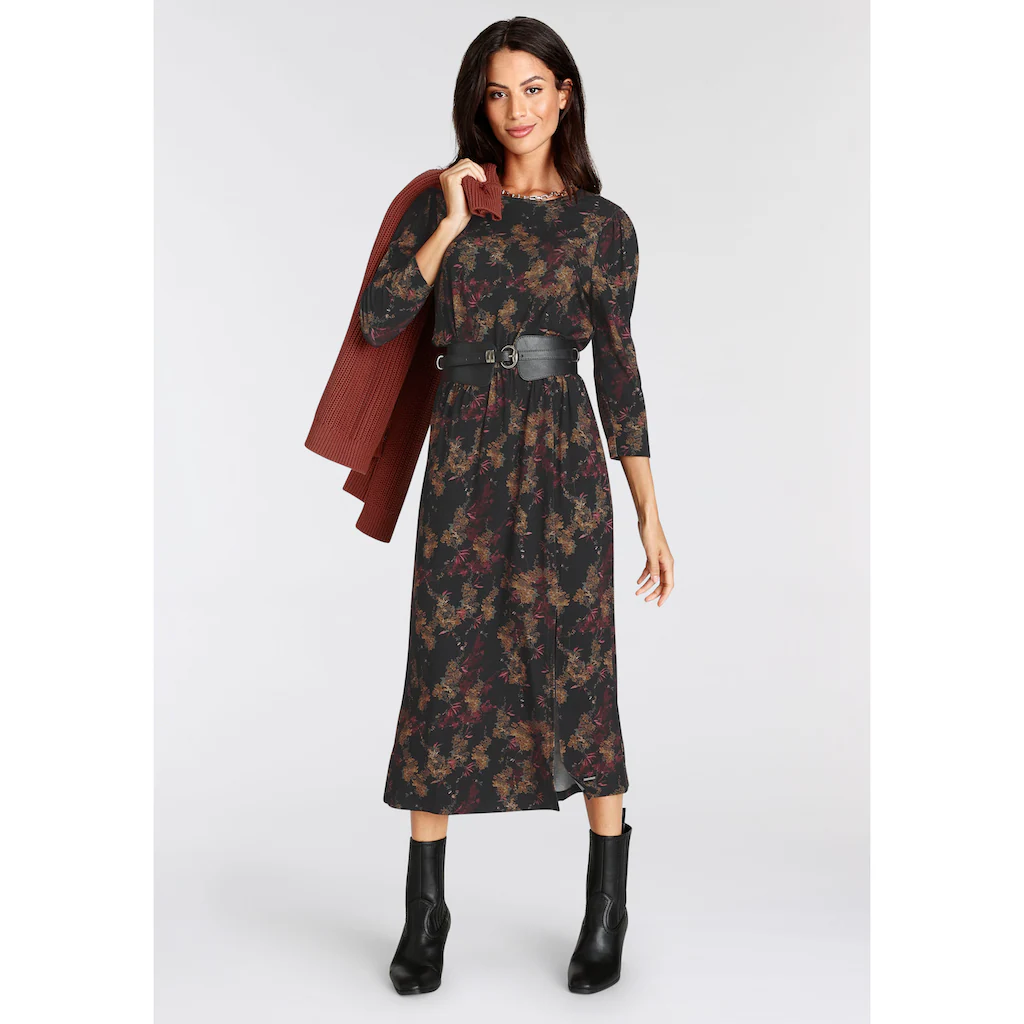 Laura Scott Midikleid feminin gemustert aus Viskosemischung 3/4-Ärmel