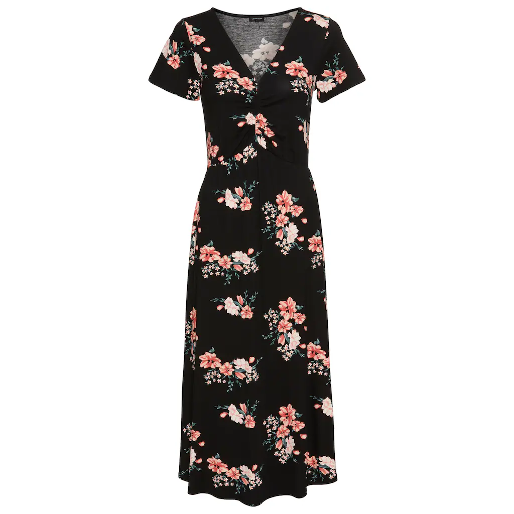 Laura Scott Midikleid mit romantischem Blumendruck und Raffung - NEUE KOLLEKTION
