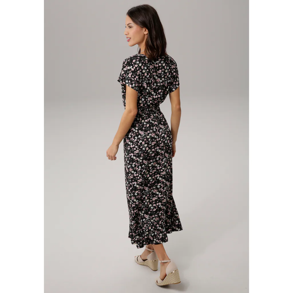 Laura Scott Midikleid Wadenlang Elegant Aus Viskosemischung ärmellos Geblümt