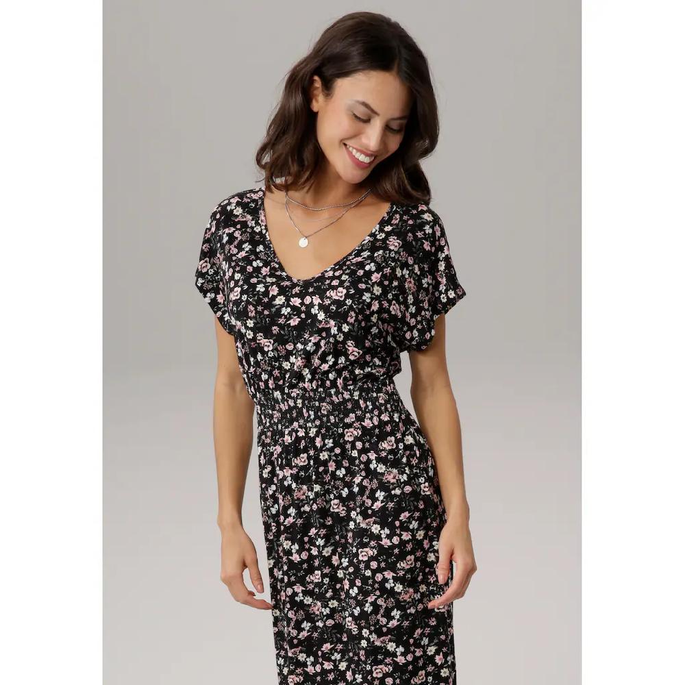 Laura Scott Midikleid Wadenlang Elegant Aus Viskosemischung ärmellos Geblümt