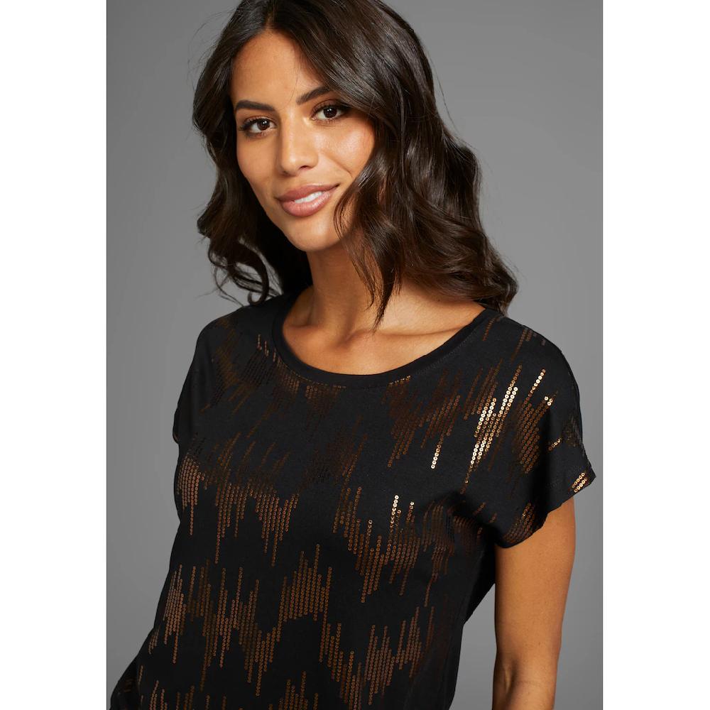 Laura Scott Rundhalsshirt Mit Schimmernden Pailettenprint
