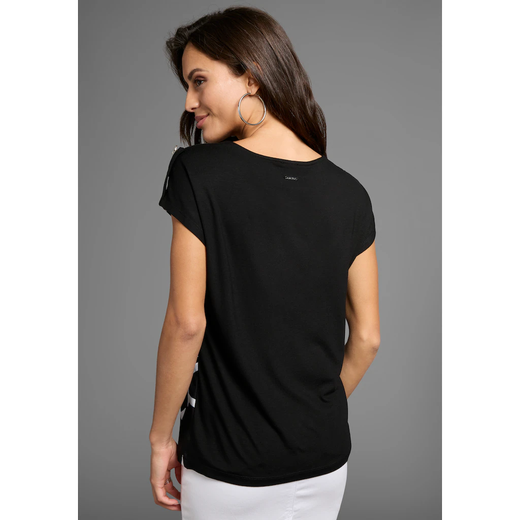 Laura Scott Shirtbluse Mit Buchstaben-Druck Auf Leichtglänzendem Satin - NEUE KOLLEKTION