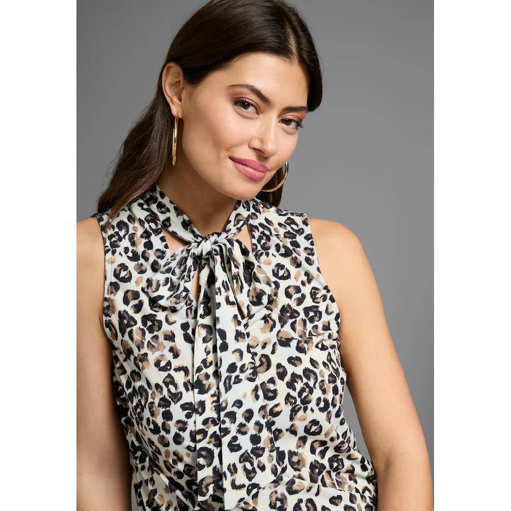 Laura Scott Shirttop Im Leoparden-Look Mit Breiten Schleifenband - NEUE KOLLEKTION