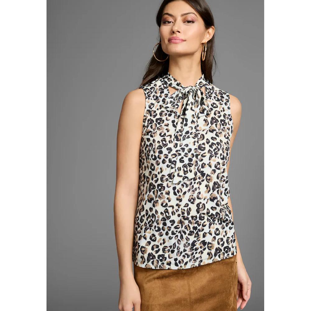 Laura Scott Shirttop im Leoparden-Look mit breiten Schleifenband - NEUE KOLLEKTION