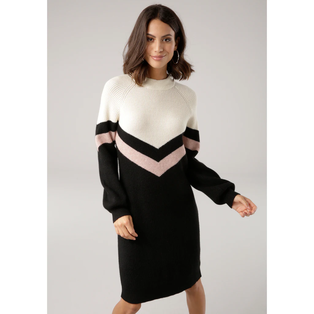 Laura Scott Strickkleid Figurbetonter Schnitt Aus Elastischem Strickstoff Langarm