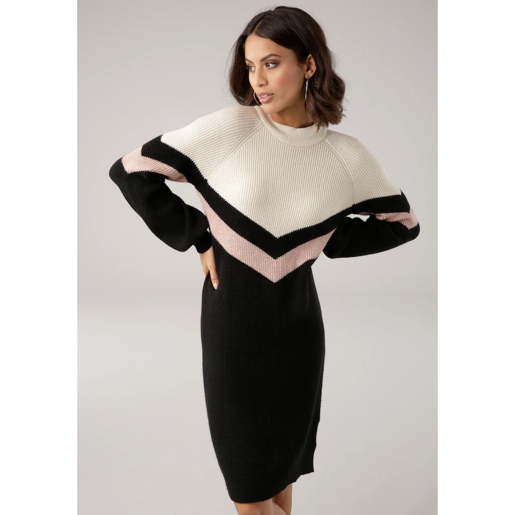 Laura Scott Strickkleid figurbetonter Schnitt aus elastischem Strickstoff Langarm