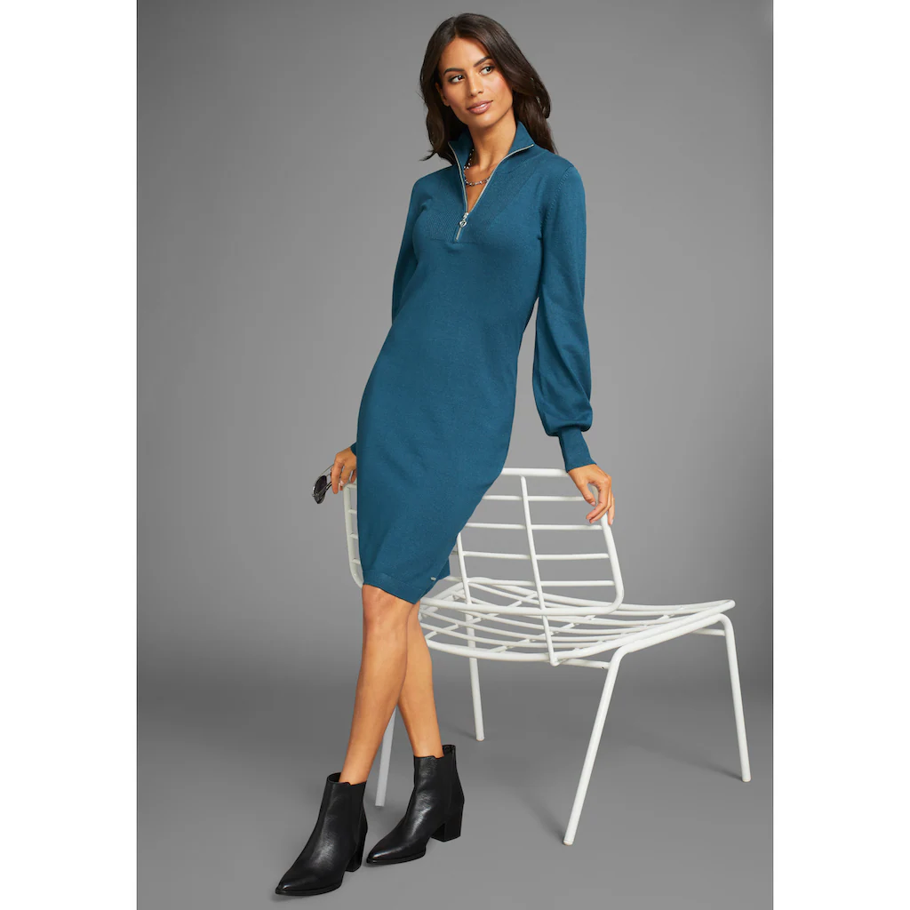 Laura Scott Strickkleid Kurzes Kleid Femininer Look Aus Strickstoff Langärmlig