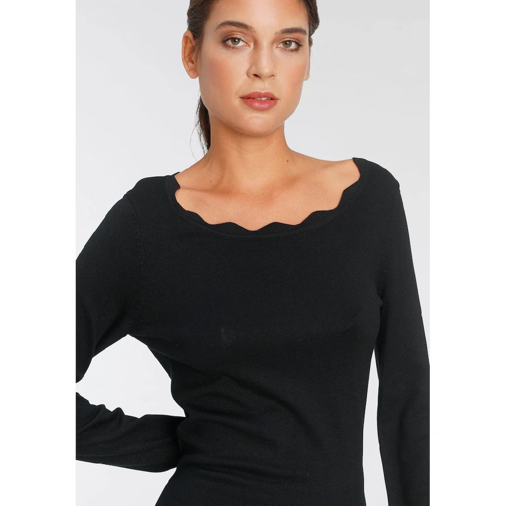 Laura Scott Strickkleid Kurzes Kleid Figurbetont Aus Viskosemischung Langärmlig