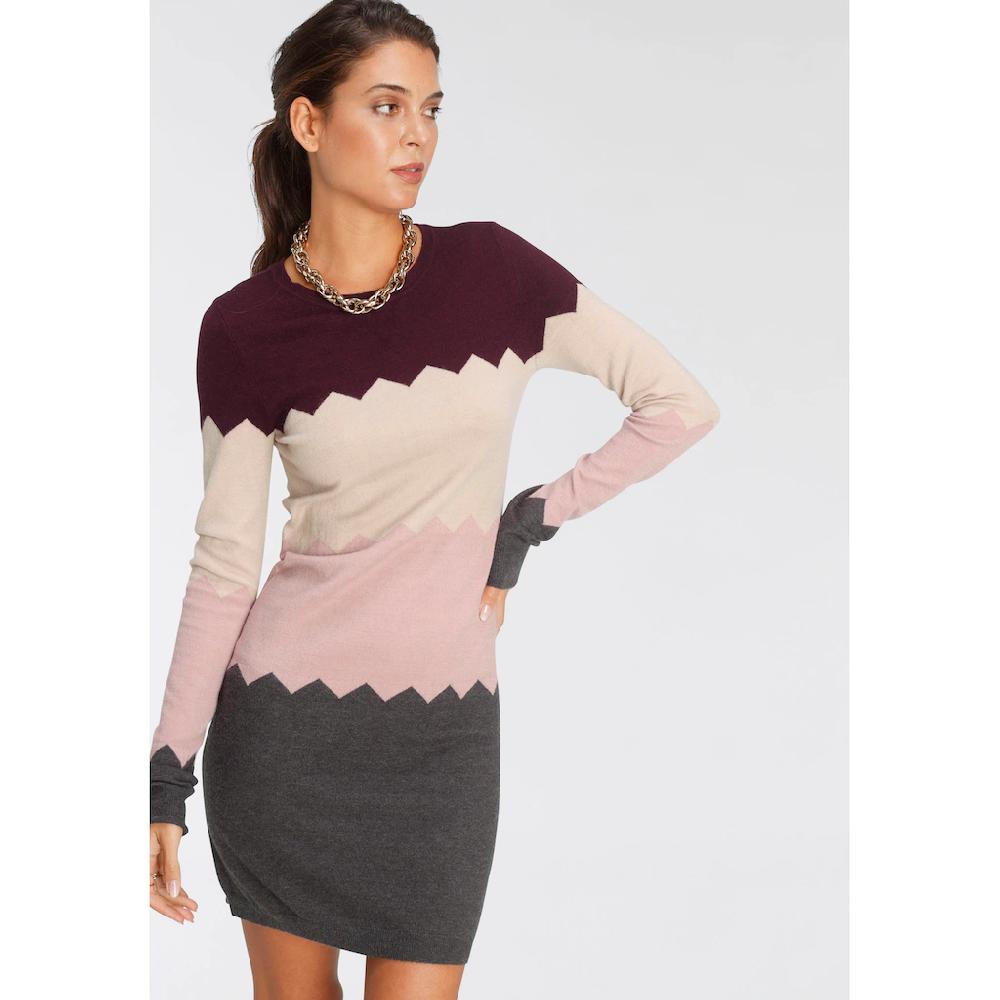 Laura Scott Strickkleid kurzes Kleid figurbetont aus Strickstoff langärmlig