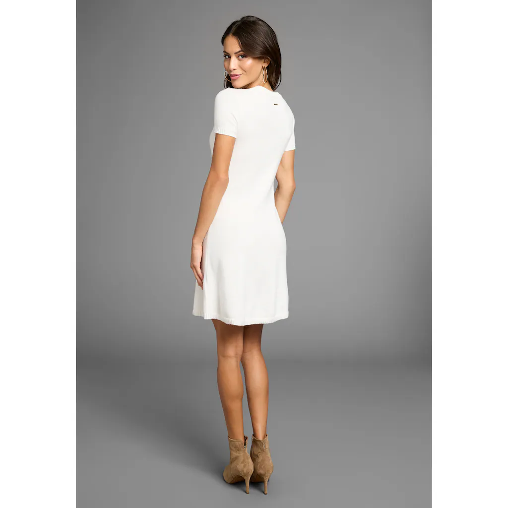 Laura Scott Strickkleid Mit Goldfarbenen Zierknöpfen