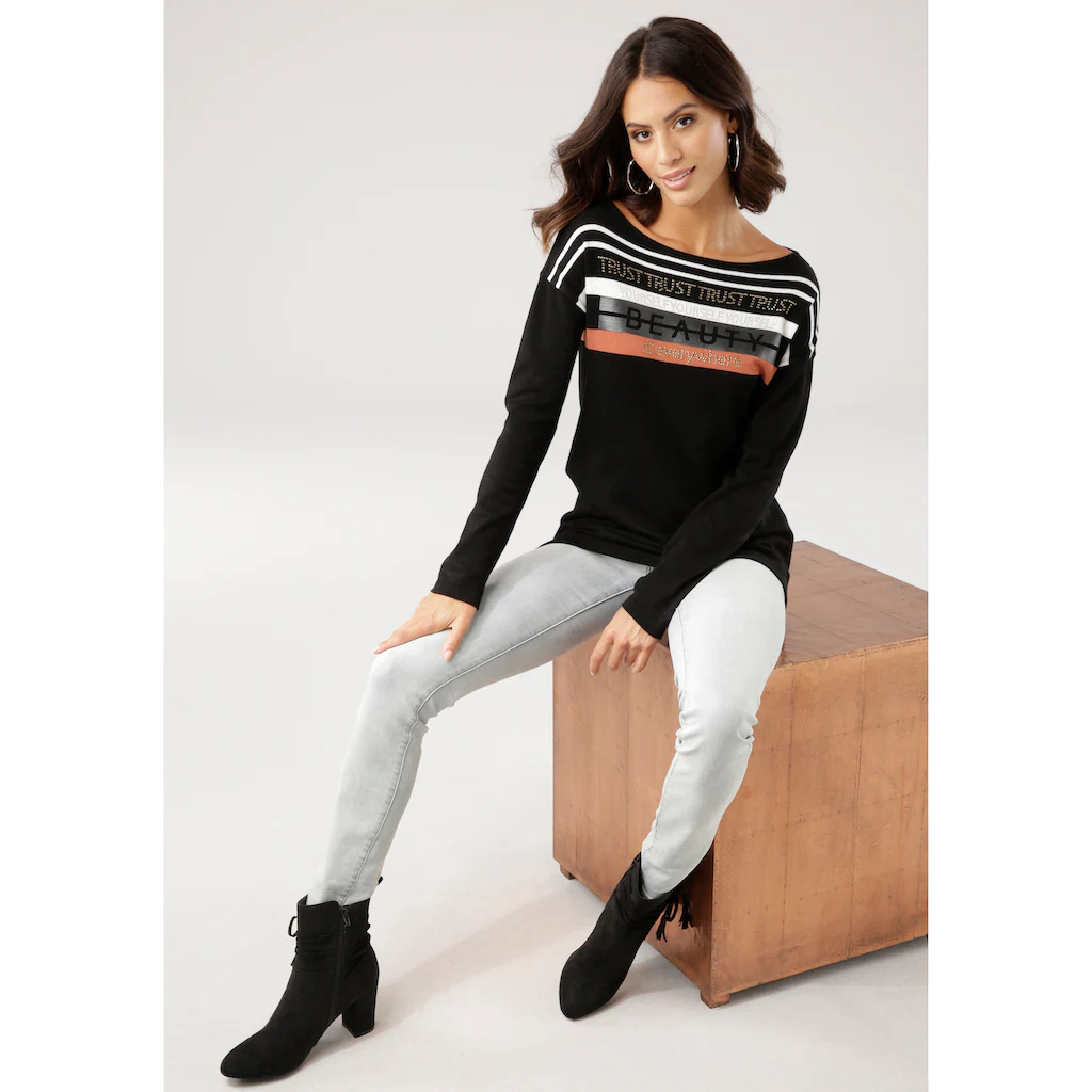 Laura Scott Strickpullover In Streifen-Design Mit Glitzersteinen