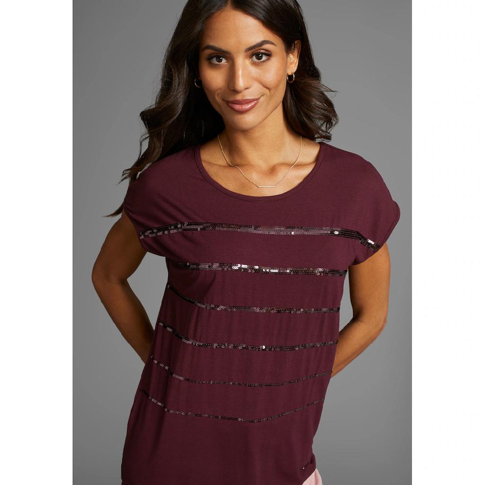 Laura Scott T-Shirt ärmellos Hüftlang Mit Glitzernden Pailletten