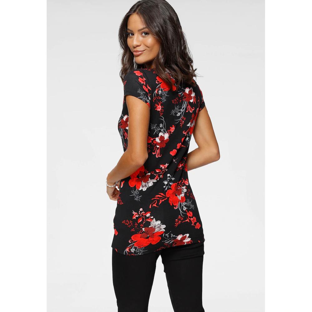 Laura Scott T-Shirt Figurbetont Tiefer V-Ausschnitt Elastisches Material
