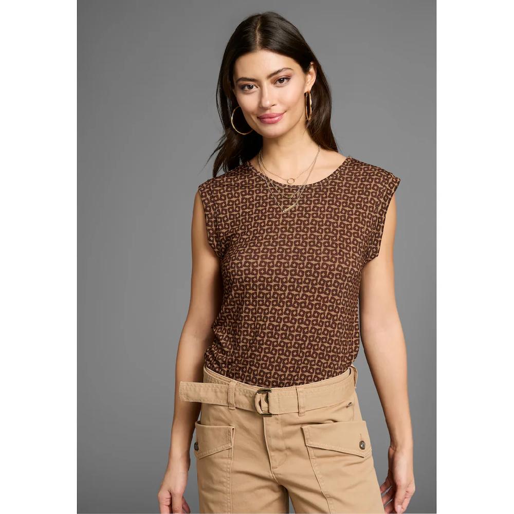 Laura Scott T-Shirt figurumspielende Passform gemustert Rundhalsausschnitt