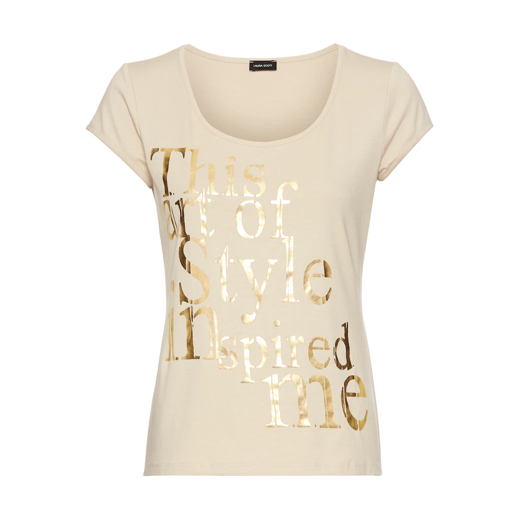 Laura Scott T-Shirt sehr figurbetont mit frischem Print Rundhals für die Freizeit