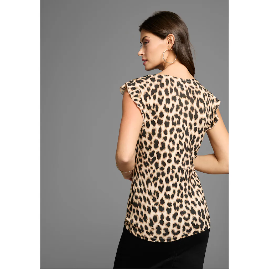 Laura Scott V-Shirt Mit Leoparden-Alloverdruck & Dezentem Ärmelansatz - NEUE KOLLEKTION