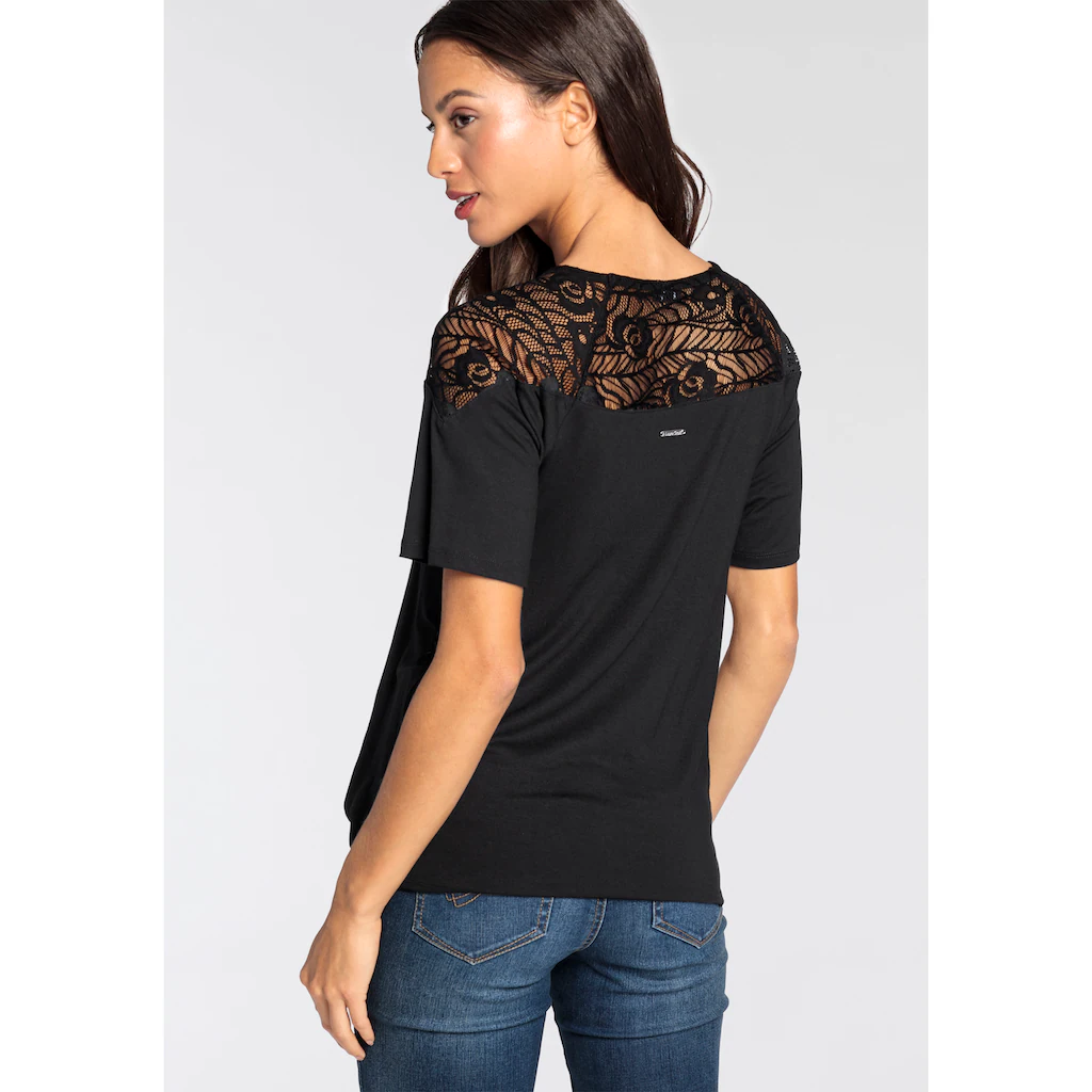 Laura Scott Wickelshirt Halbarm Figurumspielende Passform Aus Single Jersey Und Spitze