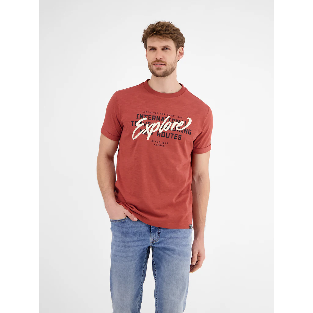 LERROS T-Shirt »LERROS Herren Jersey T-Shirt Mit Brustprint«