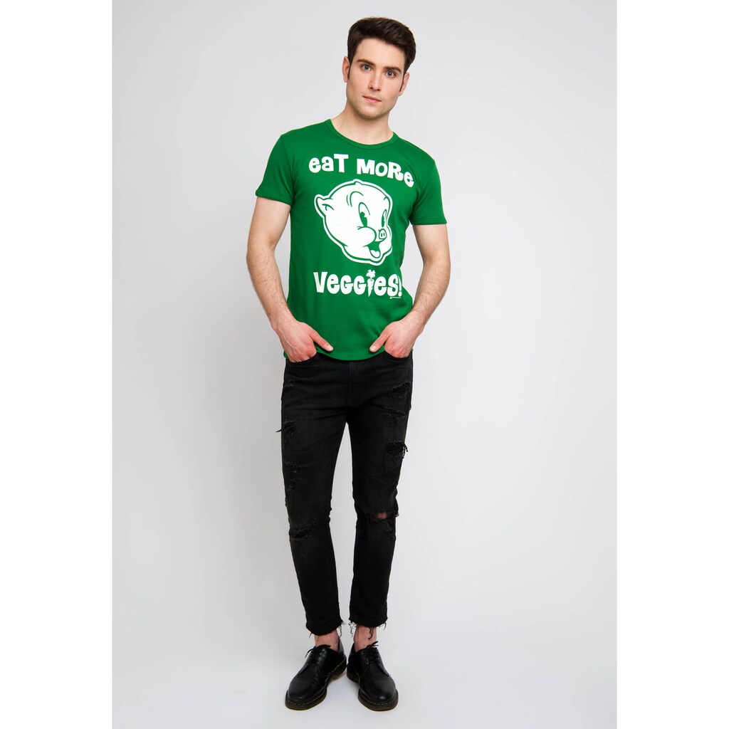 LOGOSHIRT T-Shirt »Looney Tunes - Eat More Veggies« Mit Schweinchen Dick-Print ▷ Für