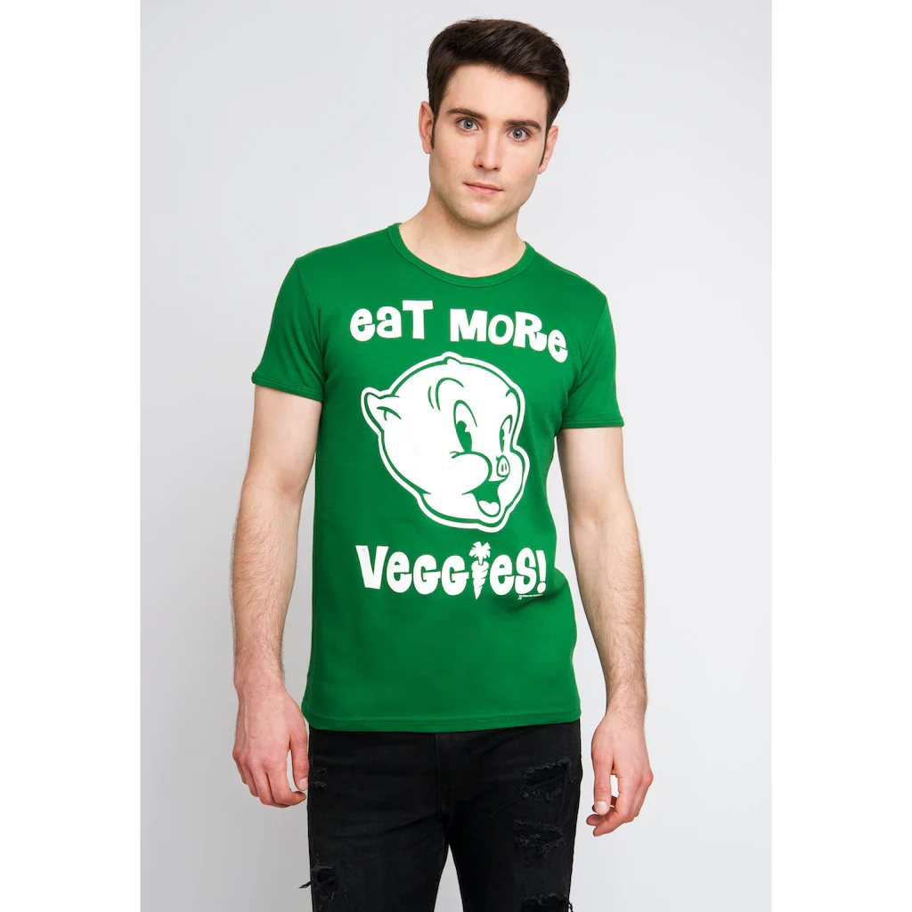 LOGOSHIRT T-Shirt »Looney Tunes - Eat More Veggies« mit Schweinchen Dick-Print ▷ für