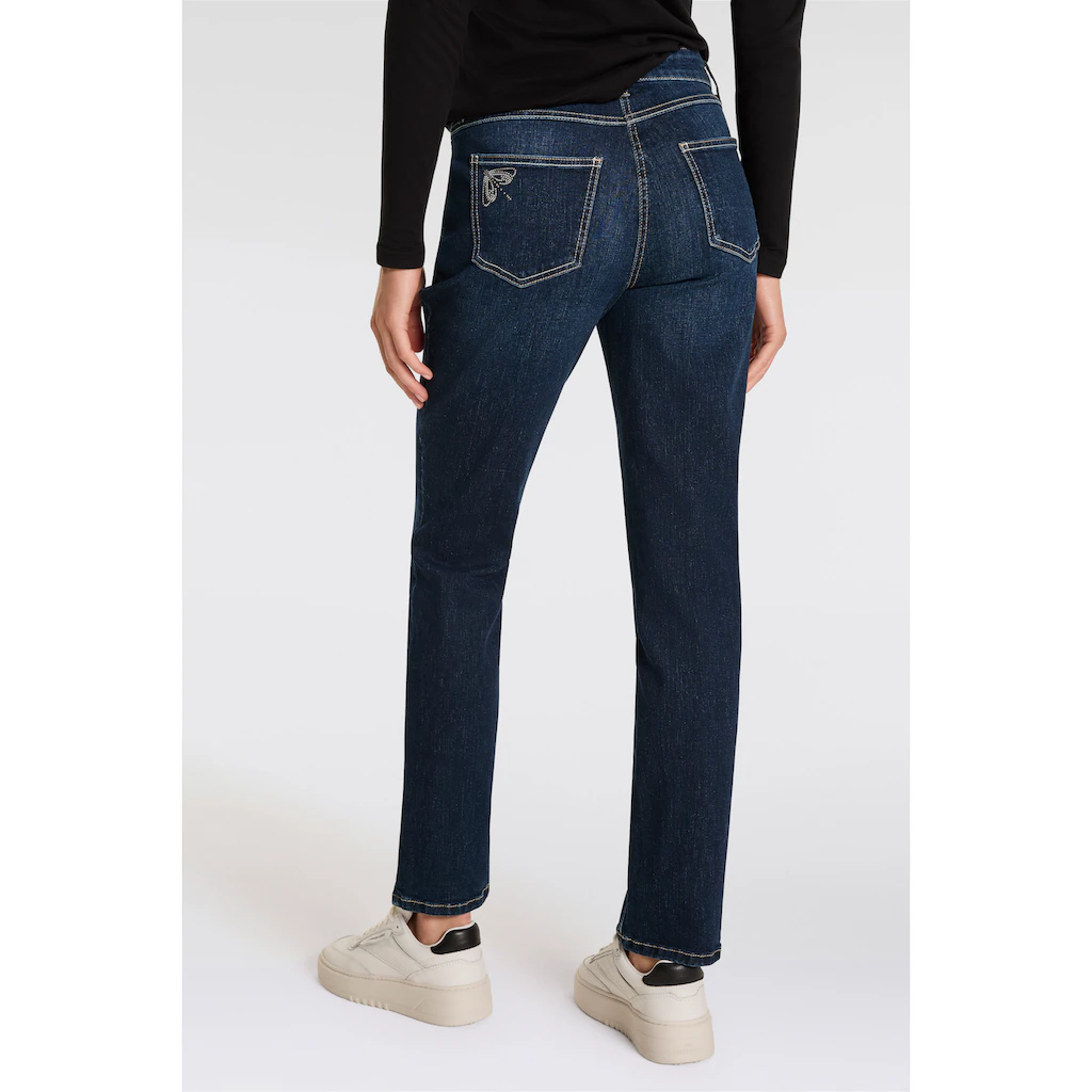 MAC Gerade Jeans »MELANIE Dragon-fly« Dekoratibe Nietendetails Auf Der Hinteren Tasche