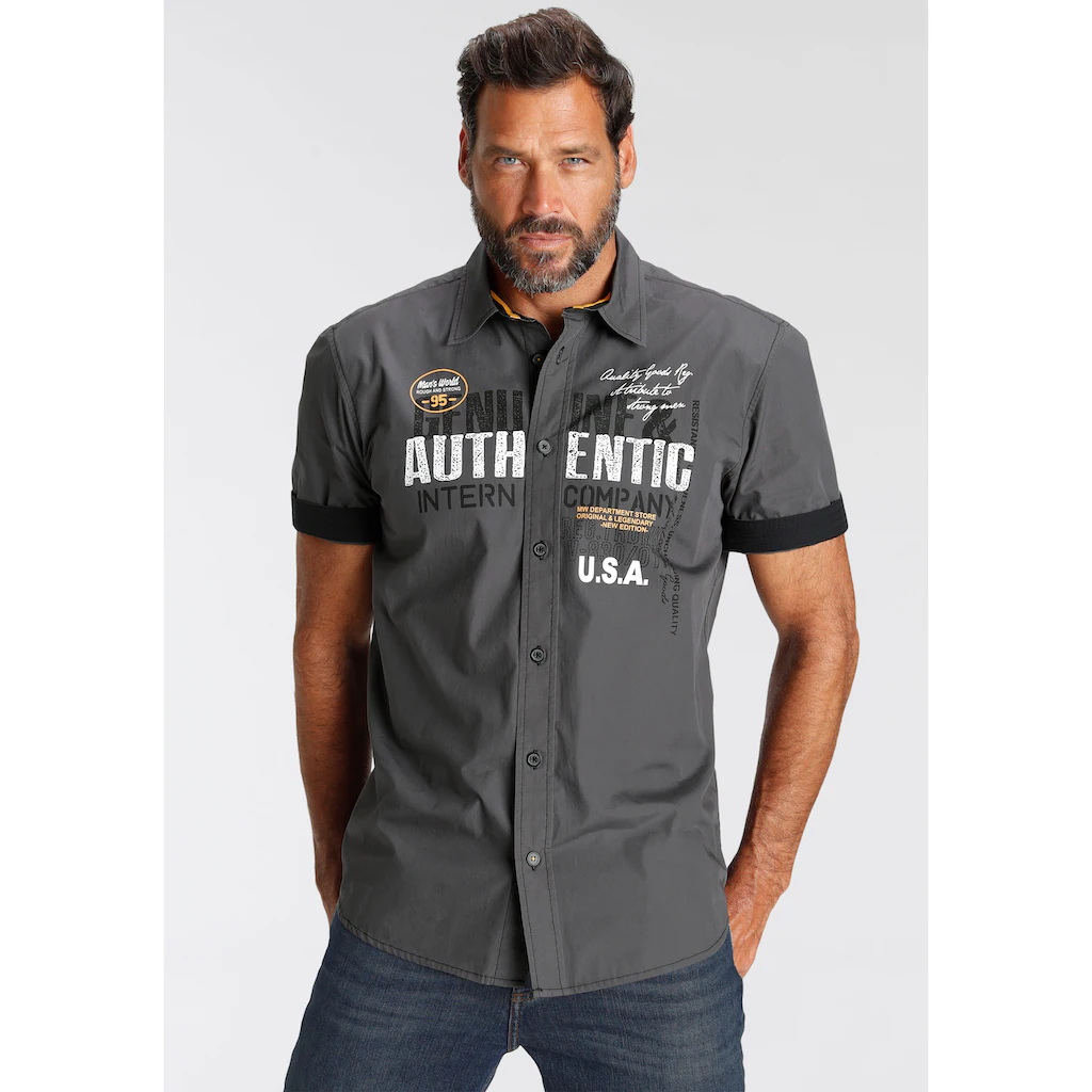Man's World Kurzarmhemd mit Brustprint ▷ für