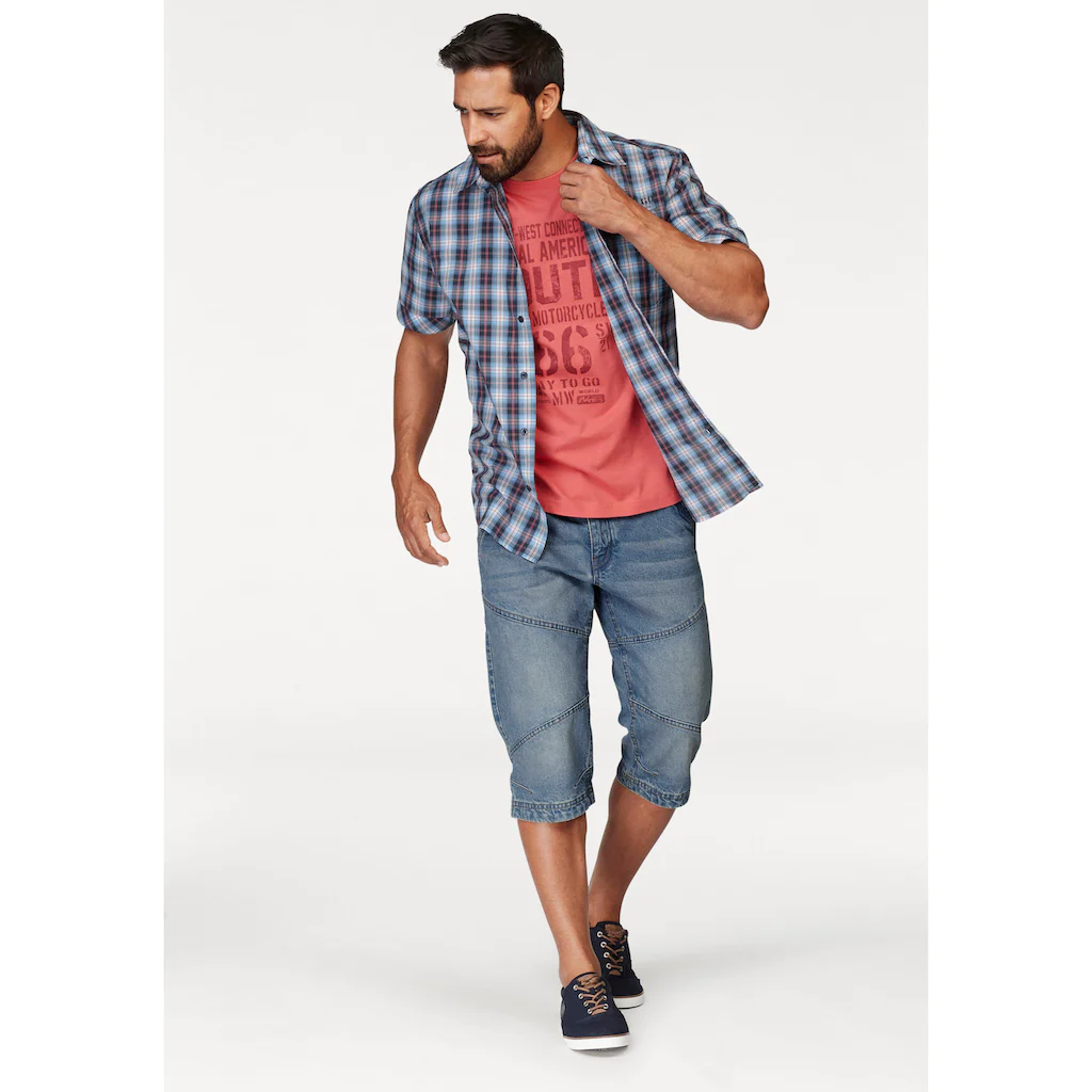 Man's World Kurzarmhemd Mit Kleinem Print