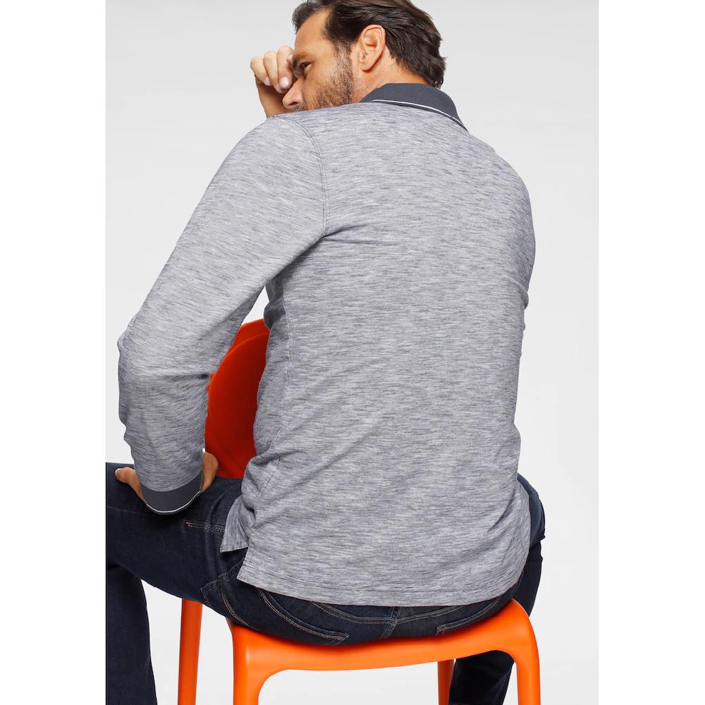 Man's World Langarm-Poloshirt Langarm Melierte Optik Polokragen Aus Baumwolle ▷ Bestellen