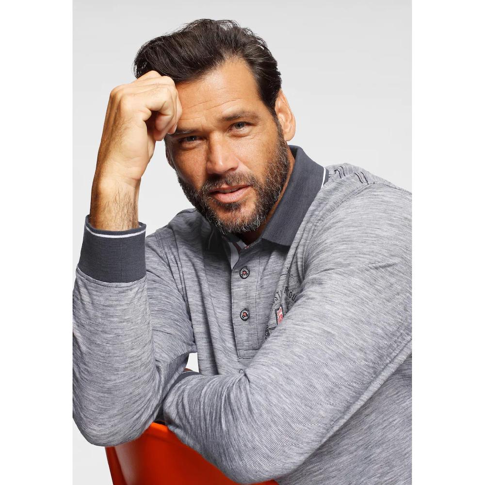 Man's World Langarm-Poloshirt Langarm Melierte Optik Polokragen Aus Baumwolle ▷ Bestellen