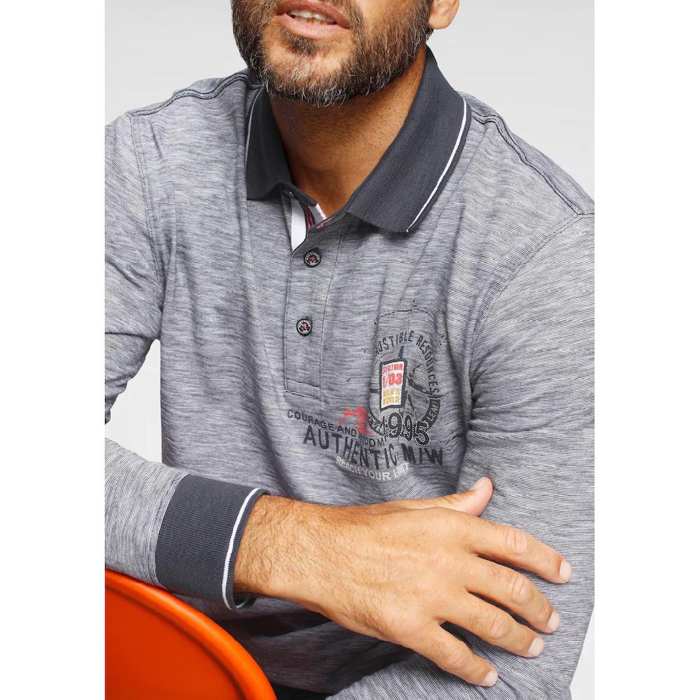 Man's World Langarm-Poloshirt Langarm Melierte Optik Polokragen Aus Baumwolle ▷ Bestellen