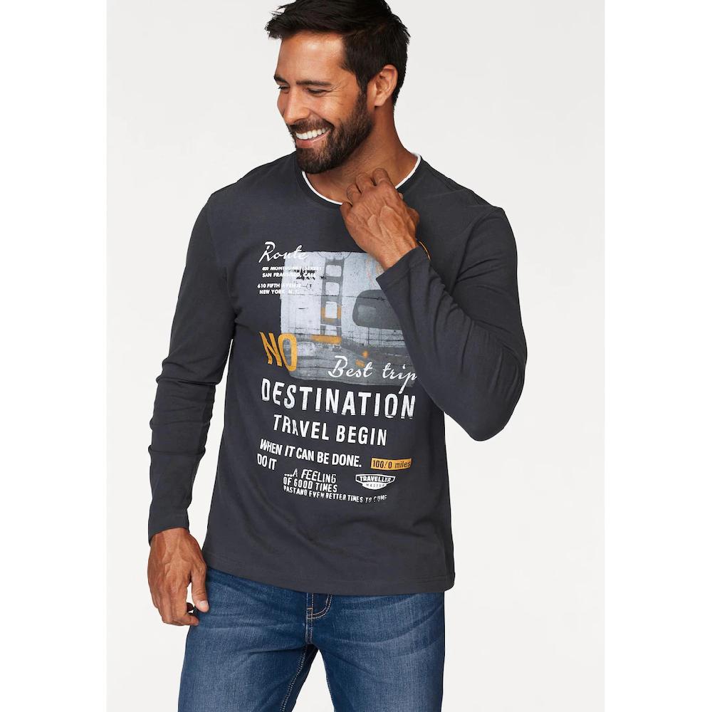 Man's World Langarmshirt Langarm bedruckt Rundhalsausschnitt aus 100% Baumwolle ▷ für