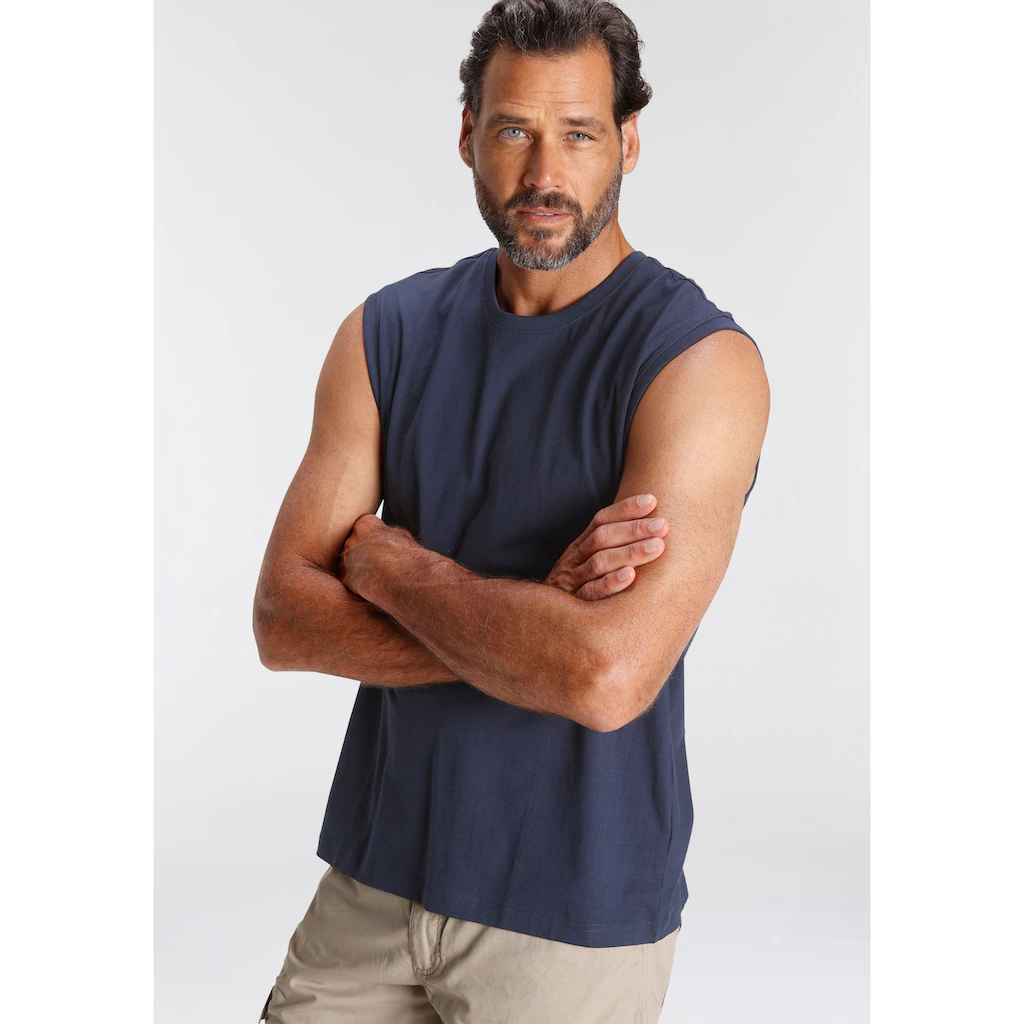 Man's World Muscleshirt (2er-Pack) ärmellos Bedruckt Rundhalsausschnitt Aus 100% Baumwolle