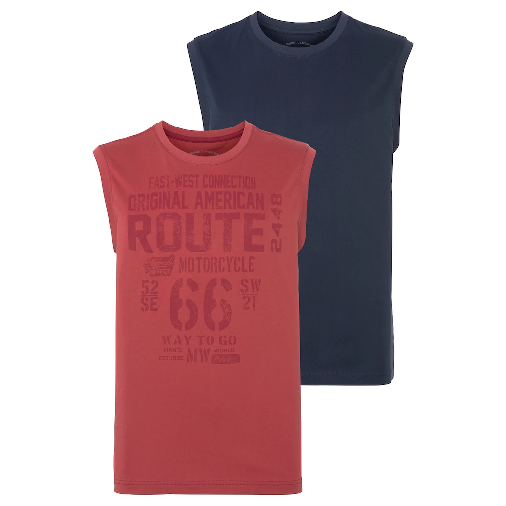 Man's World Muscleshirt (2er-Pack) ärmellos bedruckt Rundhalsausschnitt aus 100% Baumwolle