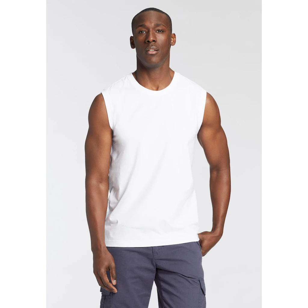 Man's World Muscleshirt (Packung 3 Tlg. 3er-Pack) ärmellos Basic-Stil Unifarben Rundhalsausschnitt