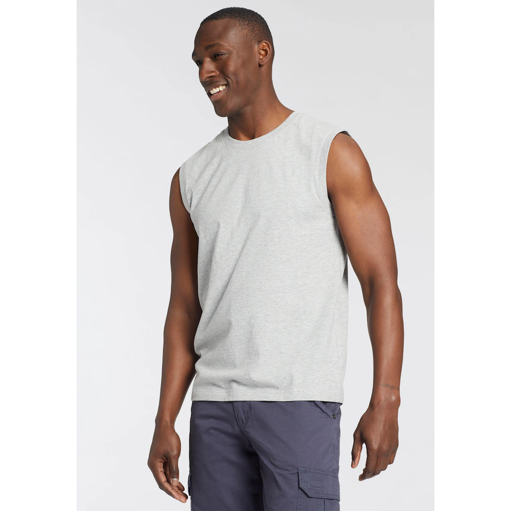Man's World Muscleshirt (Packung 3 Tlg. 3er-Pack) ärmellos Basic-Stil Unifarben Rundhalsausschnitt